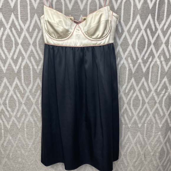 None Dresses & Skirts - Ingina;melero 100% Silk Mini Slip Dress Underwire Cups Corset Black Size:2/4